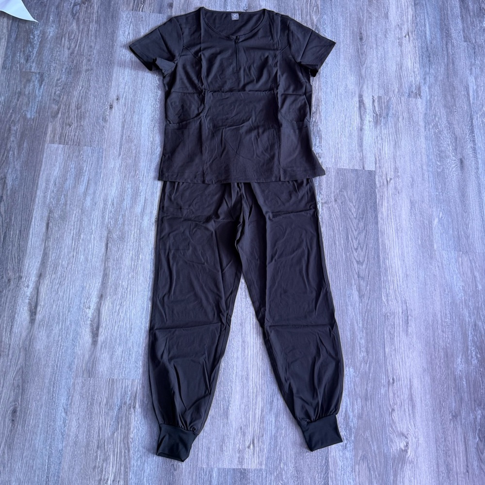Black Jogger Scrub Set